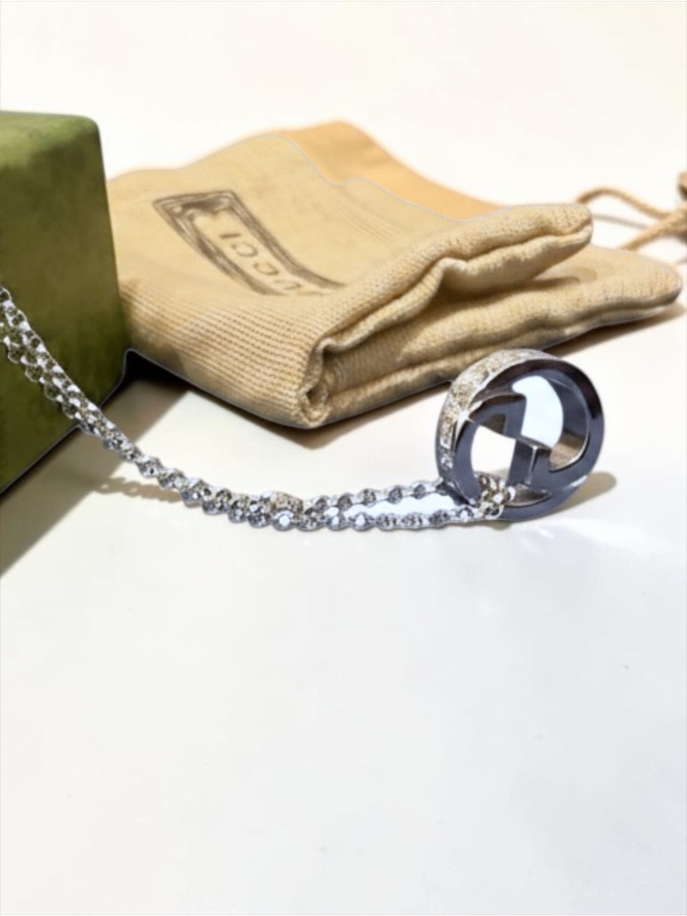 Gucci Silver Interlocking Pendant Necklace